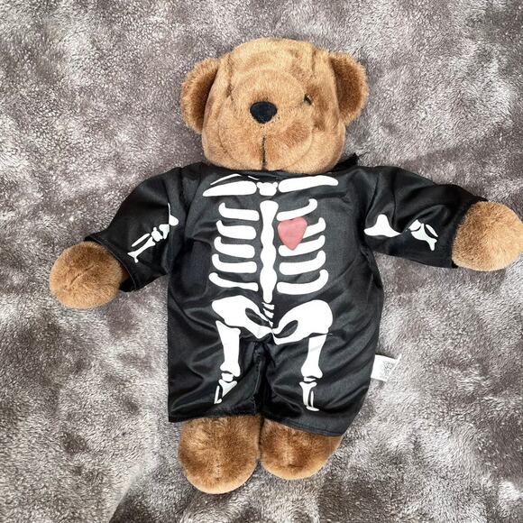 Vintage 1990s y2k Halloween Bear Nylon Skeleton Costume Plush Stuffed Toy - Picture 9 of 13